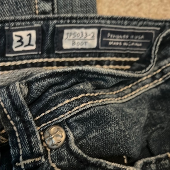 Miss Me Blue Boot Cut Jeans with Rhinestone Fleur-de-Lis - Picture 2 of 2